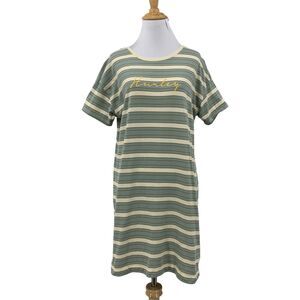 Hurley Shirt Dress Womens S Small Striped Knit Crew Neck Short Sleeve Logo Tee